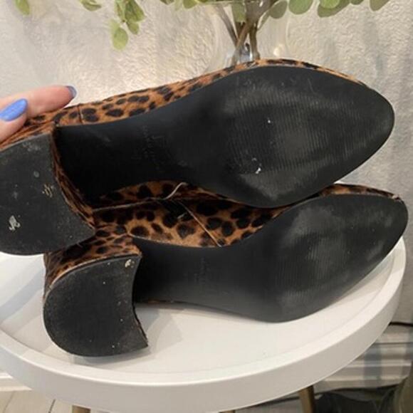 Marc Fisher Gismo Leather Calf Hair Leopard Bootie Heel 8 Excellent - Picture 5 of 7